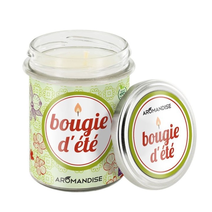 Sommerkerze 100% natürlich mit Sojawachs, 30h - 150g - Aromandise