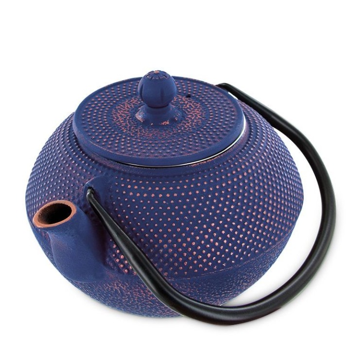 Théière en fonte, SONG bleue, avec filtre inox - 1,2 litre - Aromandise