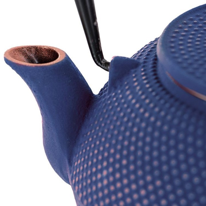 Théière en fonte, SONG bleue, avec filtre inox - 1,2 litre - Aromandise