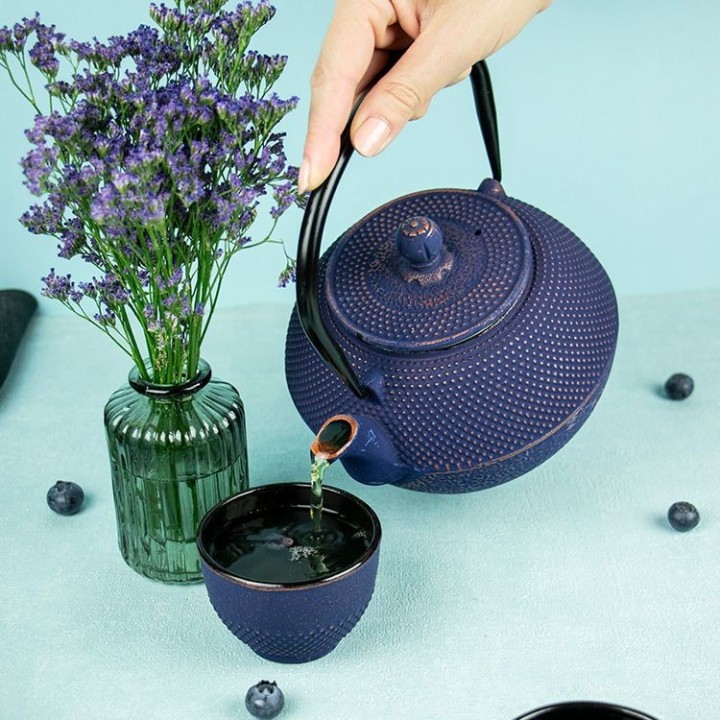 Teekanne aus Gusseisen, SONG blau, mit Edelstahlfilter - 1,2 Liter - Aromandise