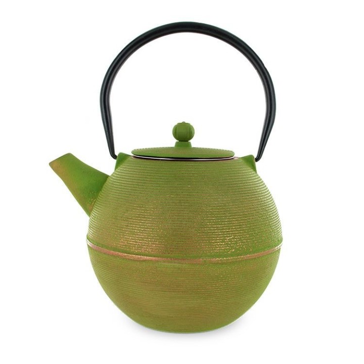 Teekanne aus Gusseisen, MING Goldgrün, mit Edelstahlfilter - 1,2 Liter - Aromandise