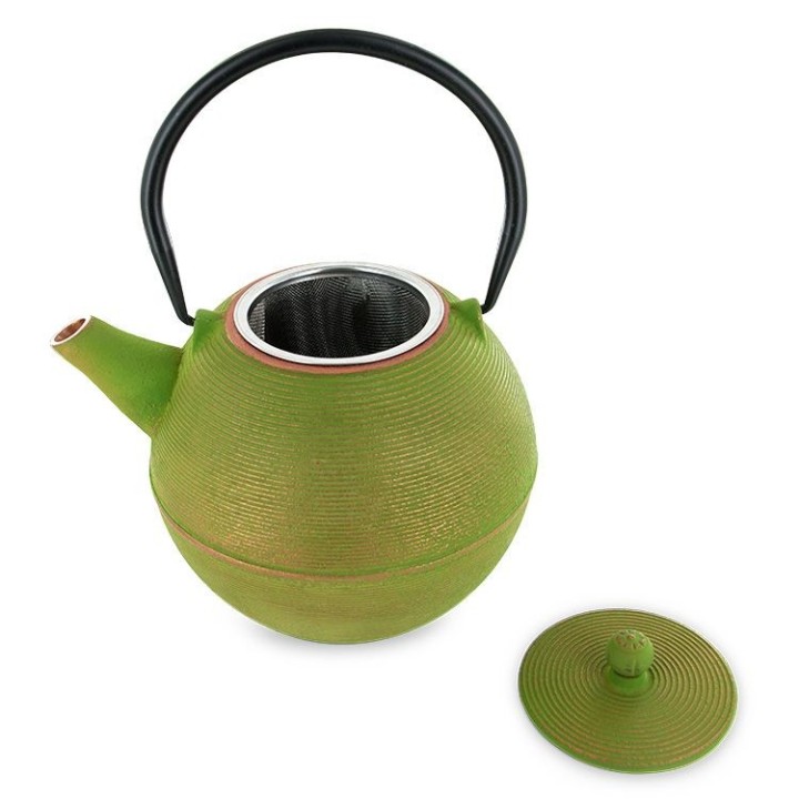 Théière en fonte, MING Vert doré, avec filtre inox - 1,2 litre - Aromandise