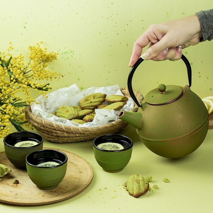 Teiera in ghisa, MING Golden Green, con filtro in acciaio inossidabile - 1,2 litri - Aromandise
