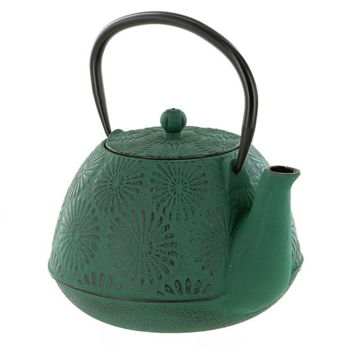 Théière en fonte, HANAMI émeraude, avec filtre inox - 1,2 litre - Aromandise