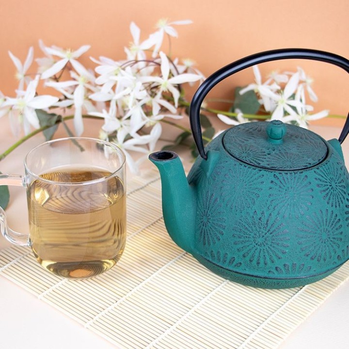 Théière en fonte, HANAMI émeraude, avec filtre inox - 1,2 litre - Aromandise