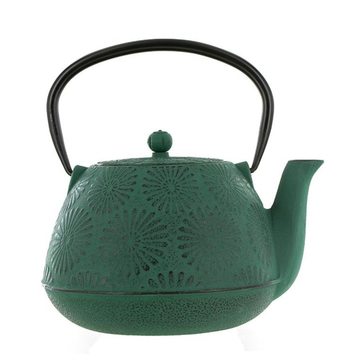 Théière en fonte, HANAMI émeraude, avec filtre inox - 1,2 litre - Aromandise