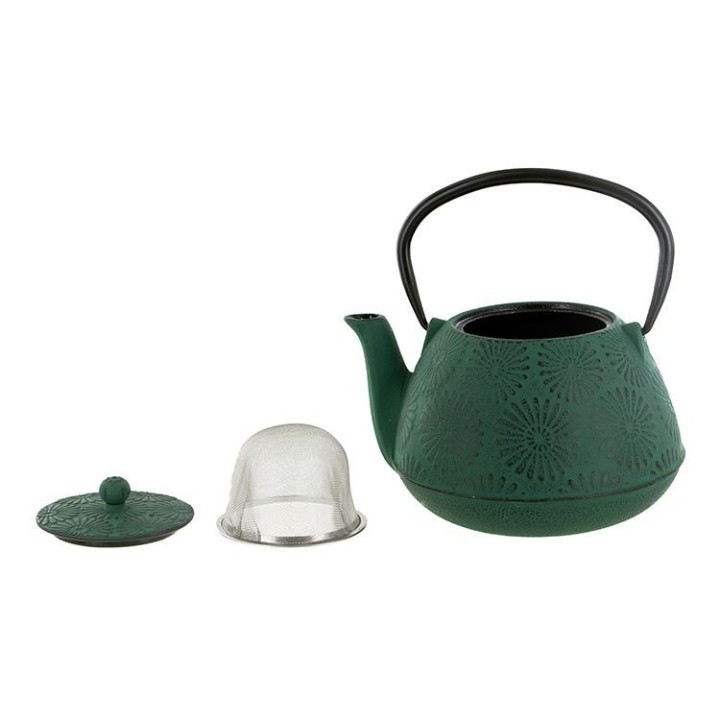Théière en fonte, HANAMI émeraude, avec filtre inox - 1,2 litre - Aromandise