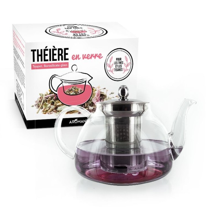 Teiera in vetro borosilicato con filtro in acciaio inossidabile - 0,80 L - Aromandise