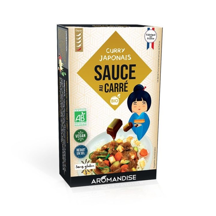 Sauce au carré BIO, Curry Japonais - 90g, 5 portions - Aromandise