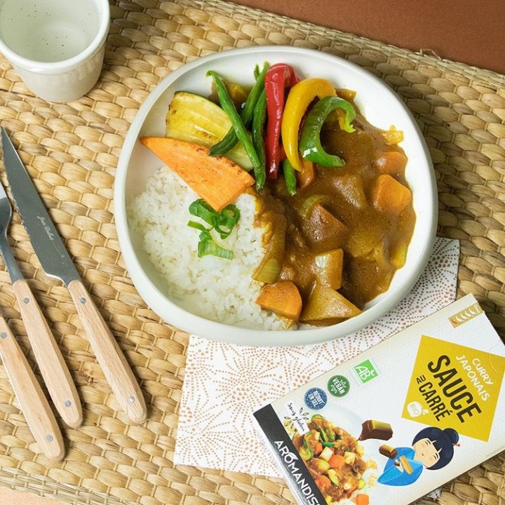 Salsa quadrata Bio, Curry giapponese - 90g, 5 porzioni - Aromandise
