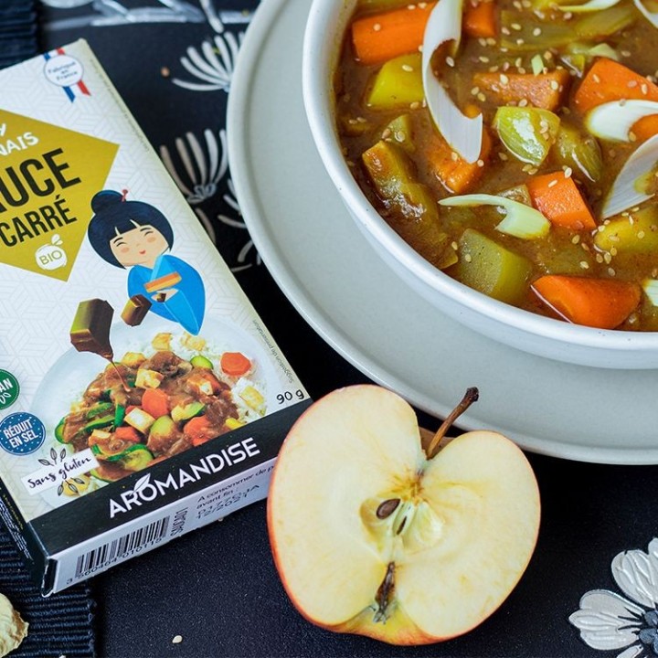 Sauce au carré BIO, Curry Japonais - 90g, 5 portions - Aromandise