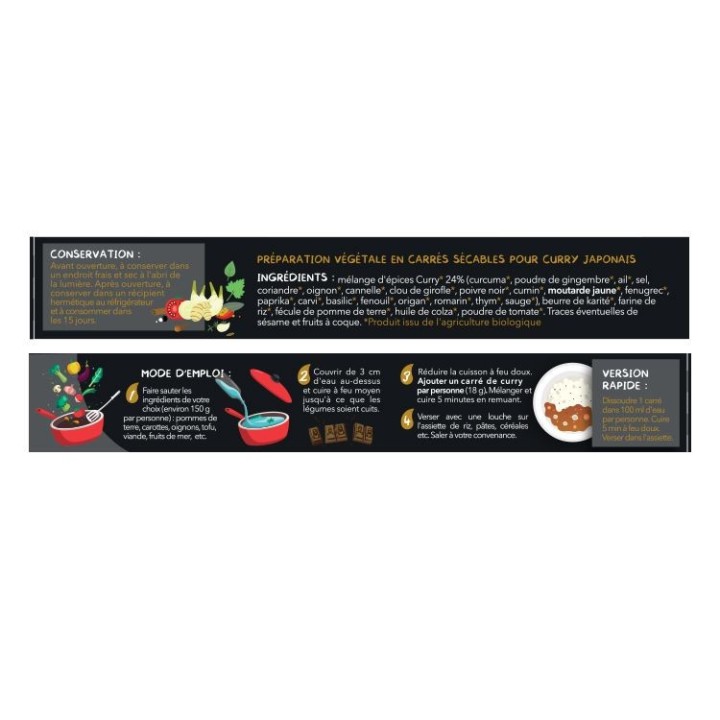 Sauce au carré BIO, Curry Japonais - 90g, 5 portions - Aromandise