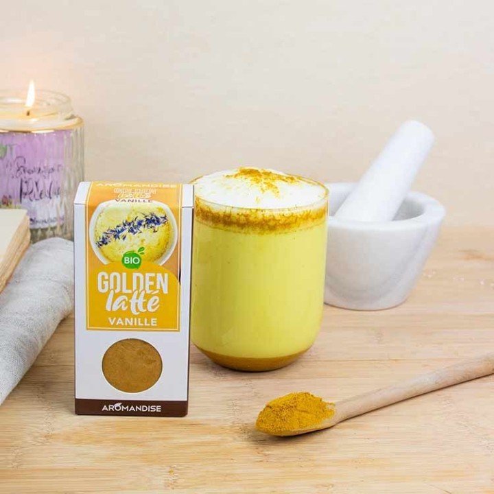 Organic Golden Latte (miscela di spezie), Curcuma-vaniglia - 60g - Aromandise