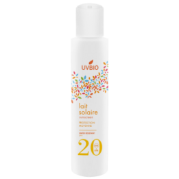 Lait solaire BIO, résitant à l'eau, Haute moyenne - Indice 20, 100ml - UVBIO