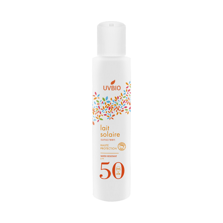 Latte solare biologico, impermeabile, alta protezione - Indice 50, 100ml - UVBIO