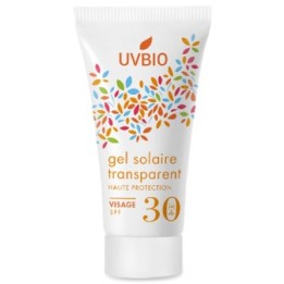 Gel solare organico trasparente, Alta protezione - Indice 30, 30ml - UVBIO