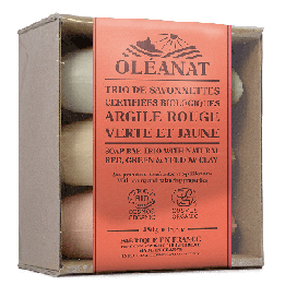 Trio Seifenstück BIO - Mit 3 Tonerden - 3x 150g - Oléanat