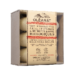 Trio di saponi biologici - Burro di karité e argan - 3x 150g - Oléanat