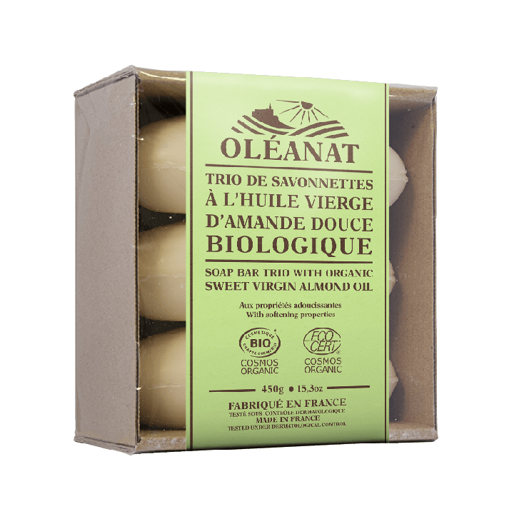 Trio Seifenstück BIO - Mit süßen Mandeln - 3x 150g - Oléanat