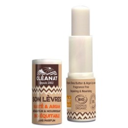 Soin lèvres à l'argan & au karité BIO, sans parfum - 4,5g - Oléanat