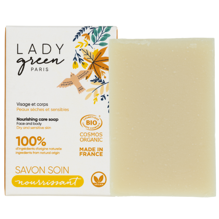 Sapone nutriente, corpo e viso - Biologico, vegano e 100% naturale - Per pelli secche e sensibili - 100g - Lady Green