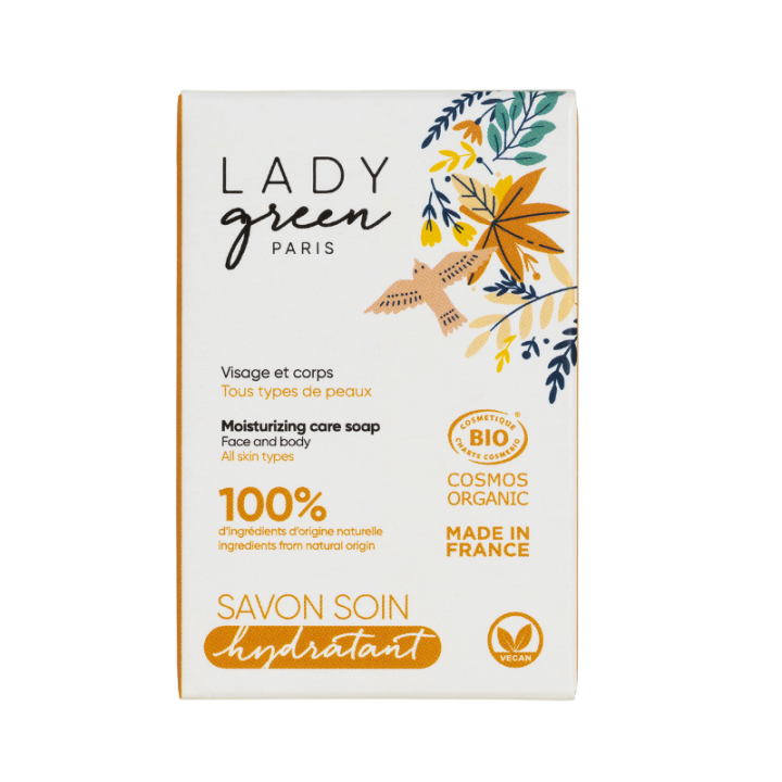 Savon Hydratant, corps & visage - Bio, végan et 100% naturel - Pour toutes les peaux - 100g - Lady Green