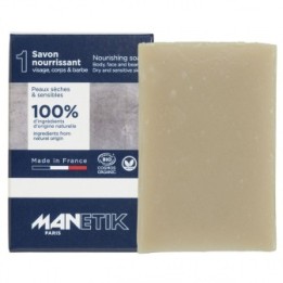 Sapone nutriente, viso, corpo e barba - Biologico, vegano e 100% naturale - Per pelli secche e sensibili - 100g - ManEtik