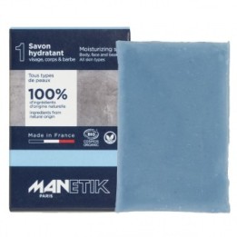 Feuchtigkeitsspendende Seife, Gesicht, Körper und Bart - Bio, vegan und 100% natürlich - Für alle Hauttypen - 100g - ManEtik