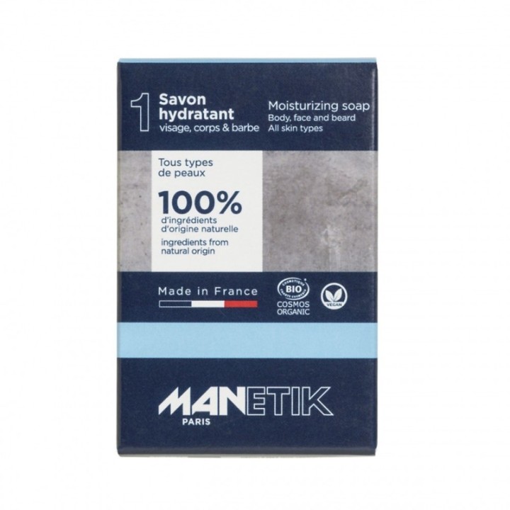 Savon Hydratant, Visage, corps et barbe - Bio, végan et 100% naturel - Pour toutes les peaux - 100g - ManEtik