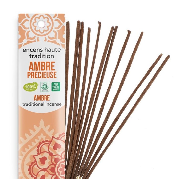 Incenso indiano, 100% naturale "Alta tradizione" - Ambra preziosa - 20 pces - Les encens du monde