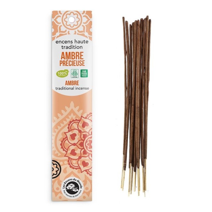 Incenso indiano, 100% naturale "Alta tradizione" - Ambra preziosa - 20 pces - Les encens du monde