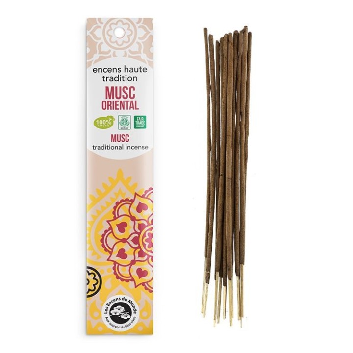 Encens Indiens, 100% naturels "Haute tradition" - Musc oriental - 20 pces - Les encens du monde