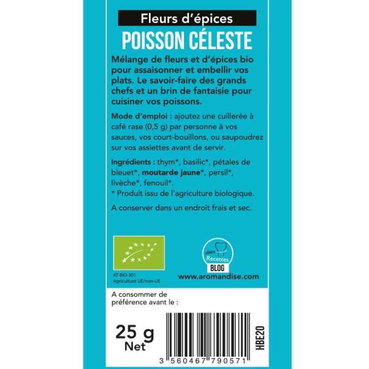 Fleurs d'épices BIO, Poisson Celeste - 25g - Aromandise