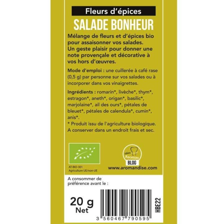 Fleurs d'épices BIO, Salade Bonheur - 20g - Aromandise