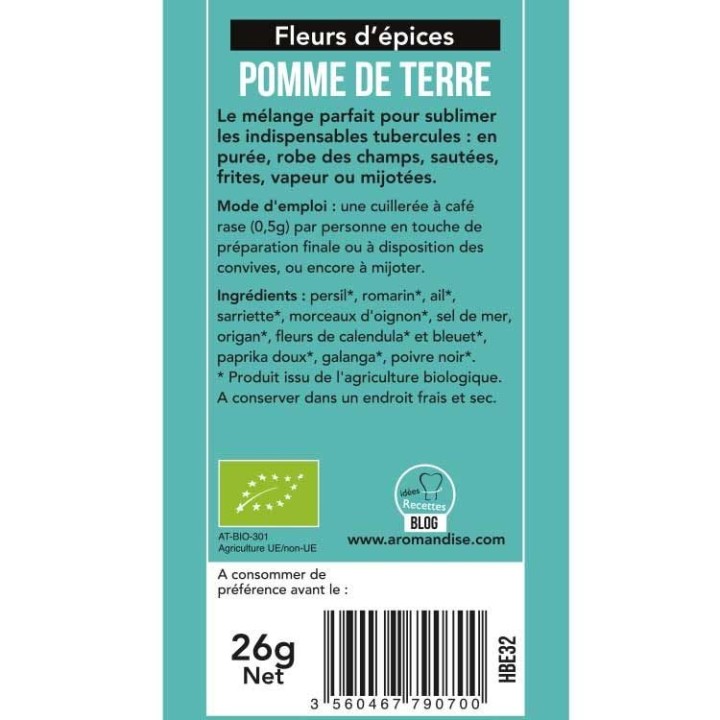 Fiori di spezie biologici, patata - 26g - Aromandise