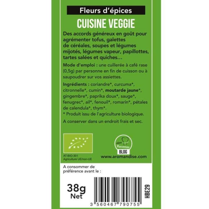 Fiori di spezie biologici, cucina vegetariana - 38g - Aromandise