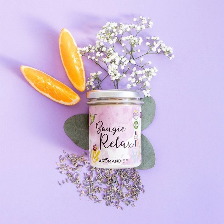 Raumkerze "Relax" 100% natürlich mit Sojawachs, 30h - 150g - Aromandise