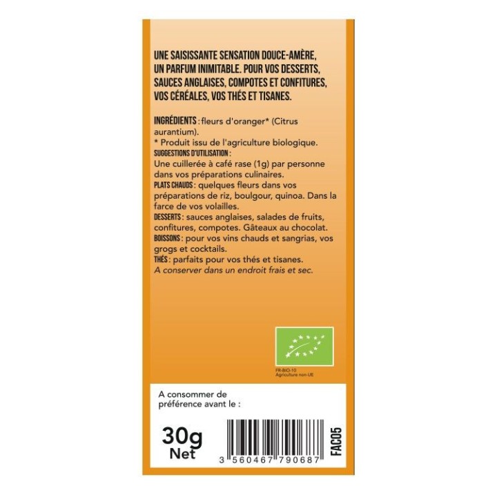 Fleurs à croquer BIO, Fleurs d'oranger - 30g - Aromandise