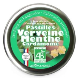 Pastilles artisanales BIO du Languedoc, à la verveine et menthe - 45g - Aromandise