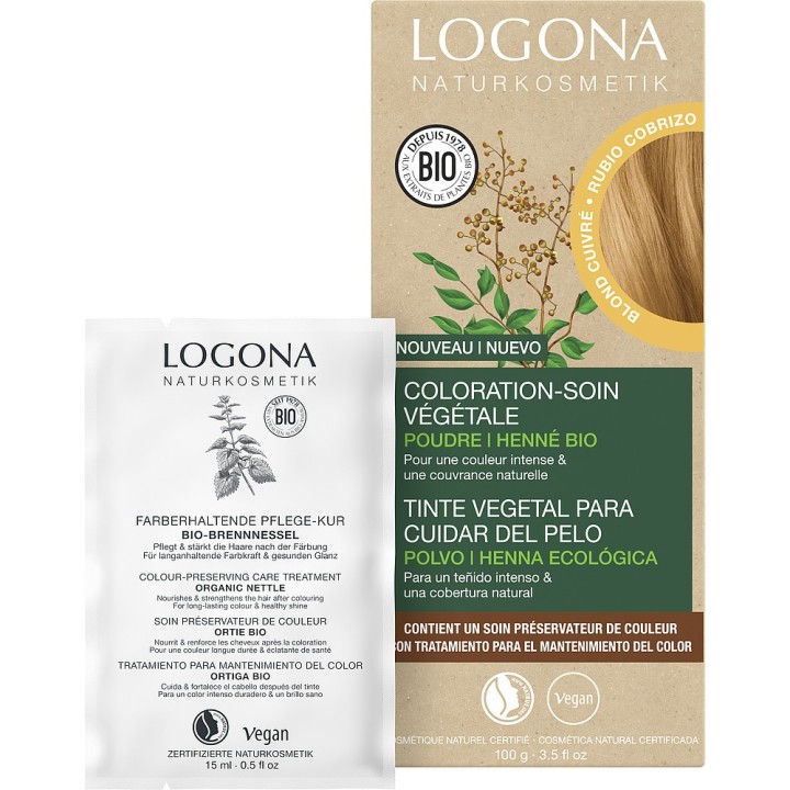 Poudre de coloration végétale BIO 020 (Reflets, brillance et volume)  - Sahara - 2x50g - Logona