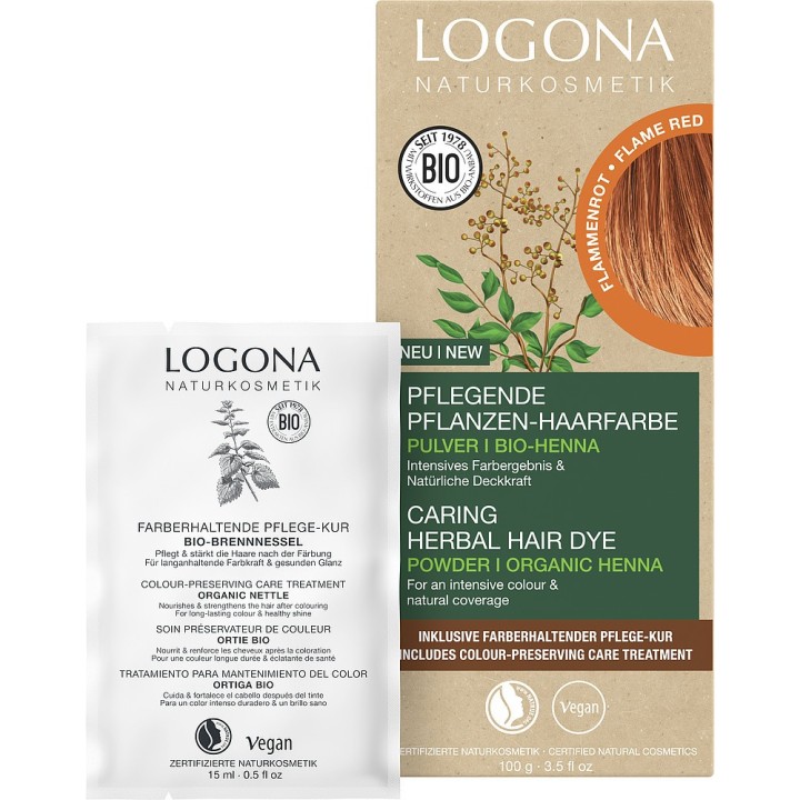 Pflanzen-Haarfarbe-Pulver 030 - Henna-Naturrot - 2x50g - Logona