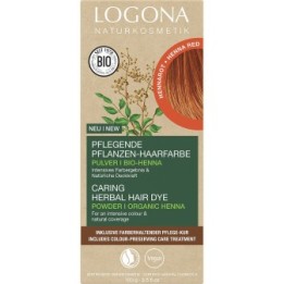 Poudre de coloration végétale BIO (Reflets, brillance et volume)  - Henna Rouge - 2x50g - Logona