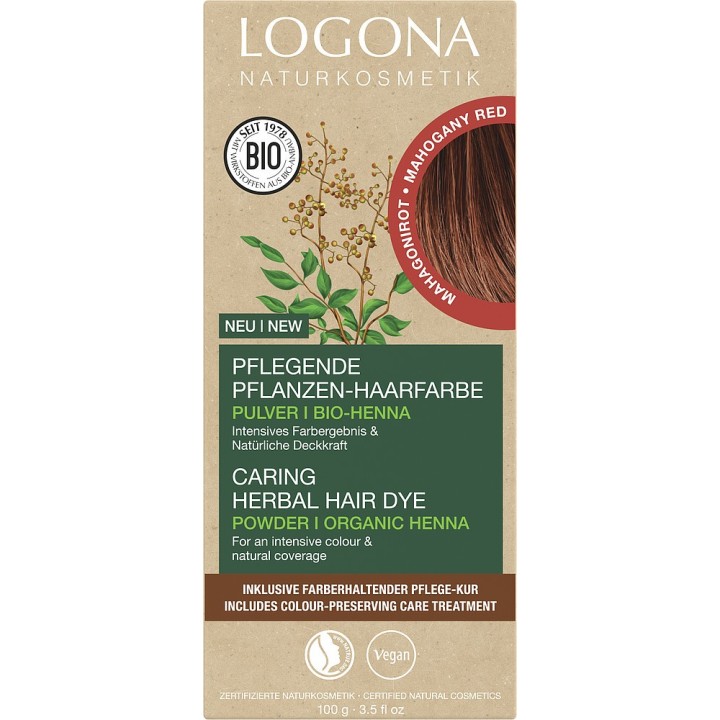 Pflanzen-Haarfarbe-Pulver 050 - Mahagonibraun - 2x50g - Logona