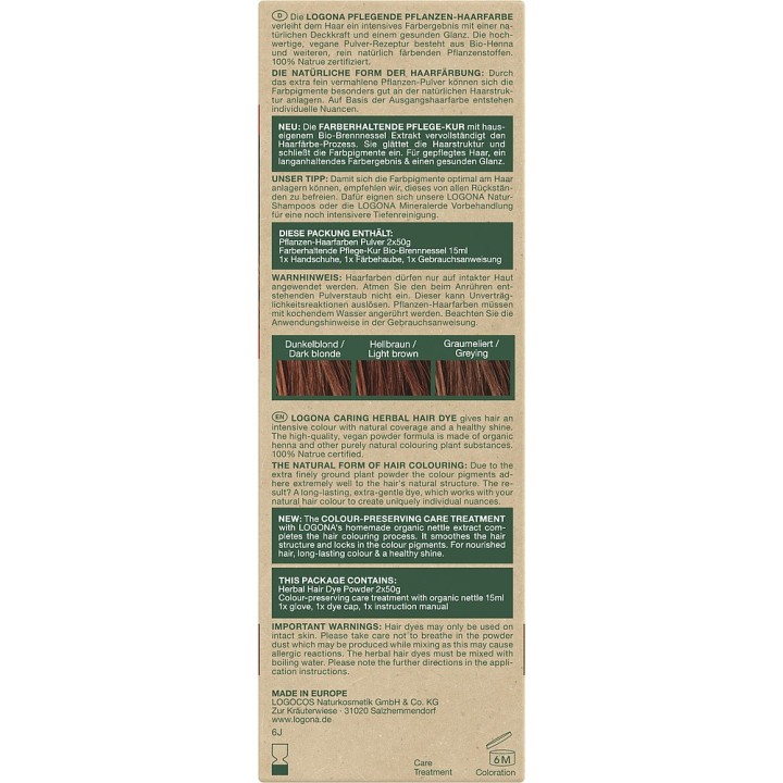 Colorante vegetale organico in polvere BIO 050 - Marrone mogano - 2x50g - Logona