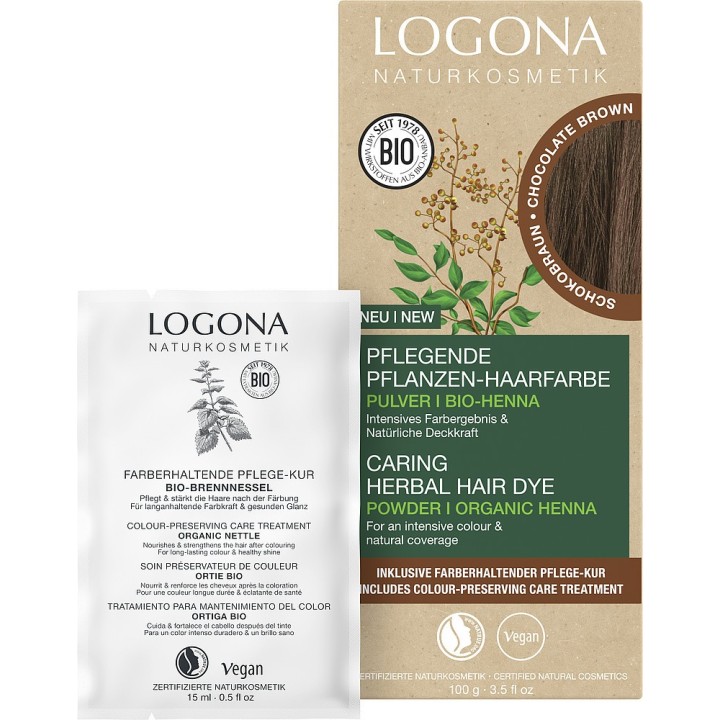 Pflanzen-Haarfarbe-Pulver 091 - Schokobraun - 2x50g - Logona