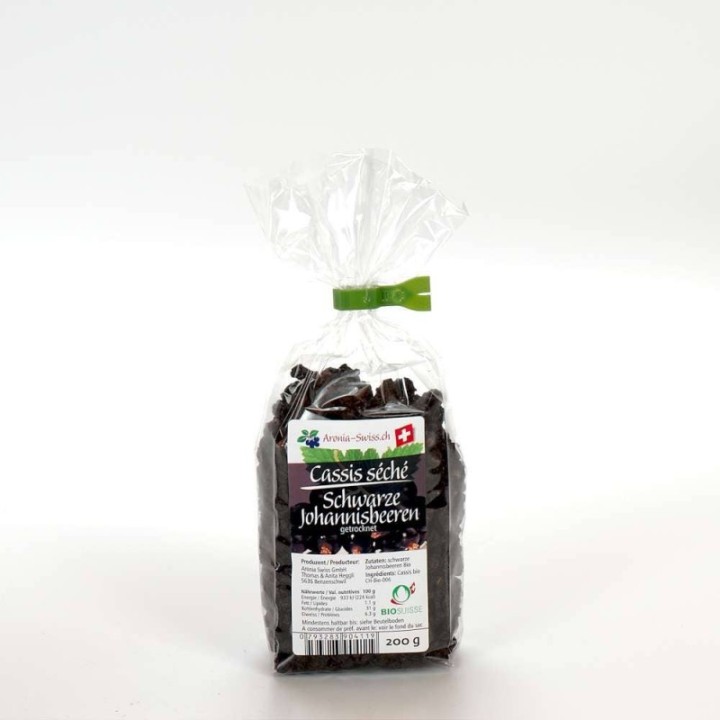 Cassis Suisses BIO séchés, certifiées BIO - 200g - Aronia Swiss