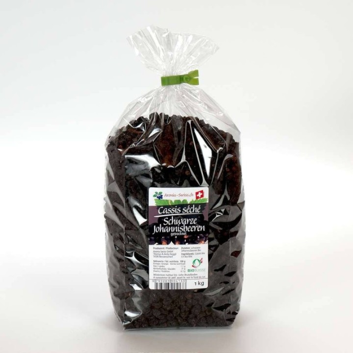 Cassis Suisses BIO séchés, certifiées BIO - 200g - Aronia Swiss