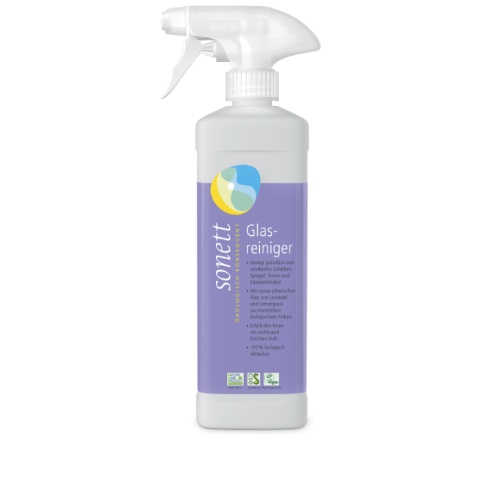 Glasreiniger mit 100% biologisch abbaubar - Sprühflasche 500ml - Sonett