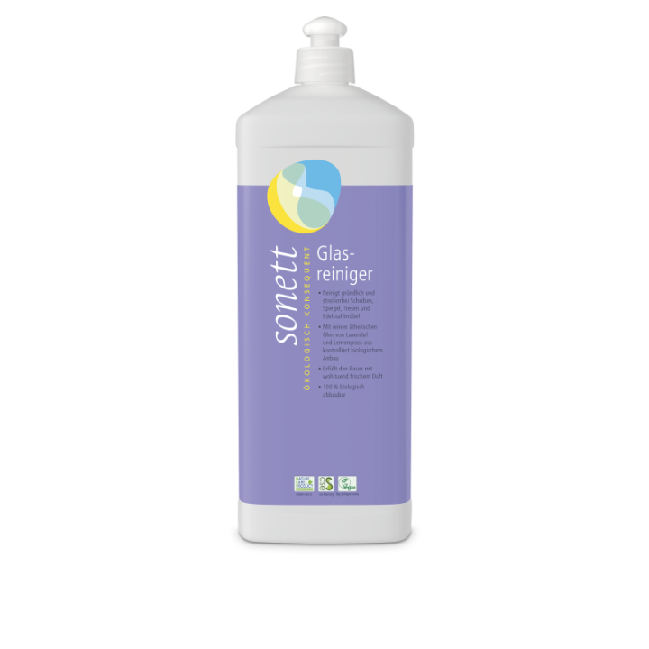 Detergente per vetri biodegradabile al 100%, lavanda e citronella - Ricarica 1 Litro - Sonett