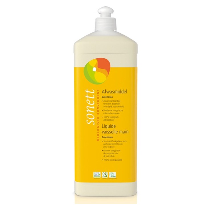 Geschirrspülmittel mit Calendula, 100% biologisch abbaubar - Nachfülleflasche 1 Liter - Sonett